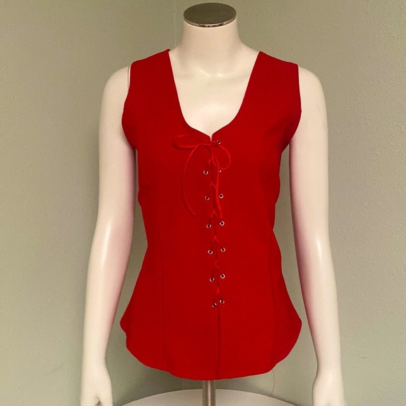 COPY - Awesome Wear Red Classy Front Tie-Up Vest Size 1XL - Picture 1 of 7